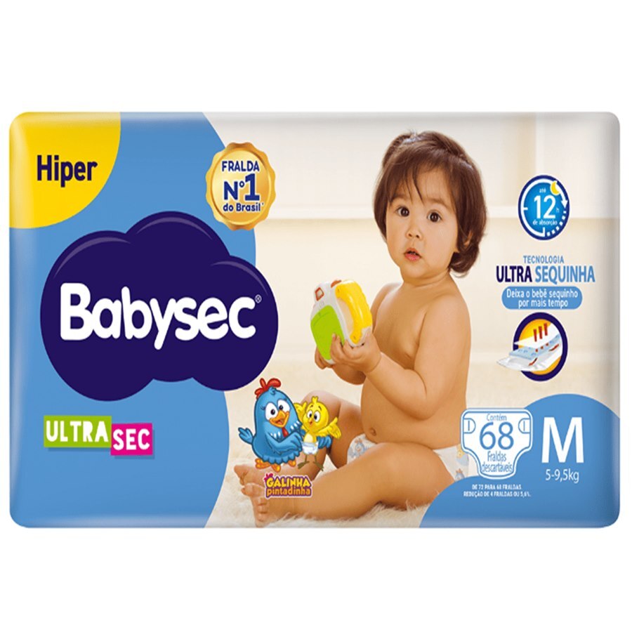 Fralda Babysec Ultrasec Hiper M - 68 Unidades