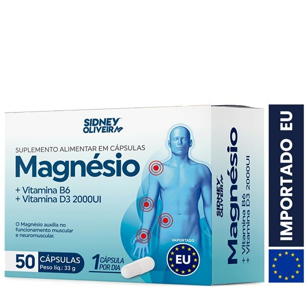 Magnésio + Vitamina B6 + Vitamina D3 — 50 Cápsulas (União Europeia)
