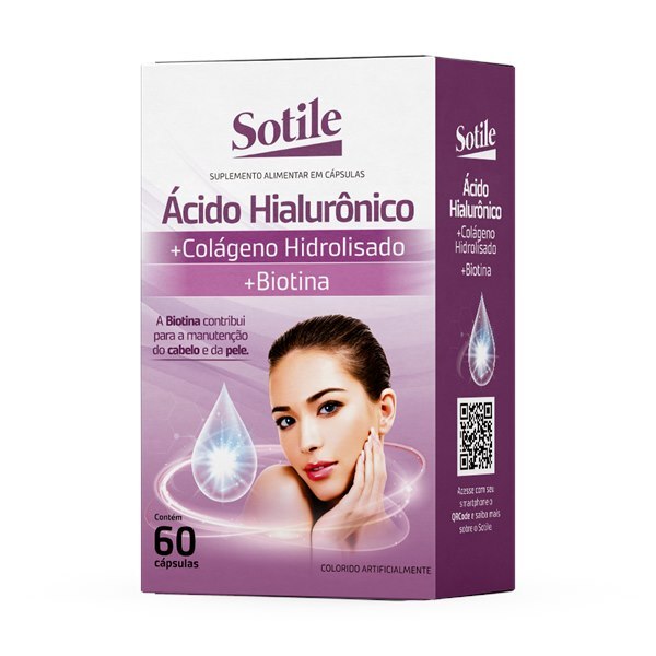 Sotile — Ácido Hialurônico 50mg + Colágeno Hidrolisado 500mg + Biotina 45mcg — 60 Cápsulas