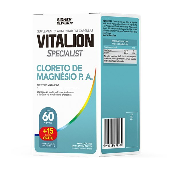 Cloreto de Magnésio Vitalion — 60 Cápsulas + 15 Grátis