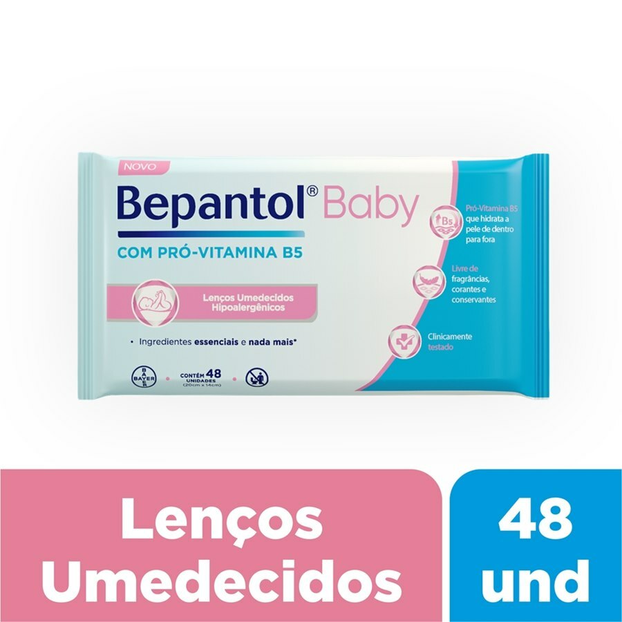 Bepantol Baby Lenços Umedecidos Hipoalergênico Com Pró Vitamina B5 Sem Fragrância - 48 Unidades